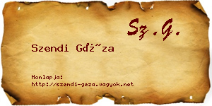 Szendi Géza névjegykártya